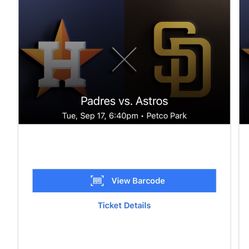 Padres Tickets Field Level 9/17/2024