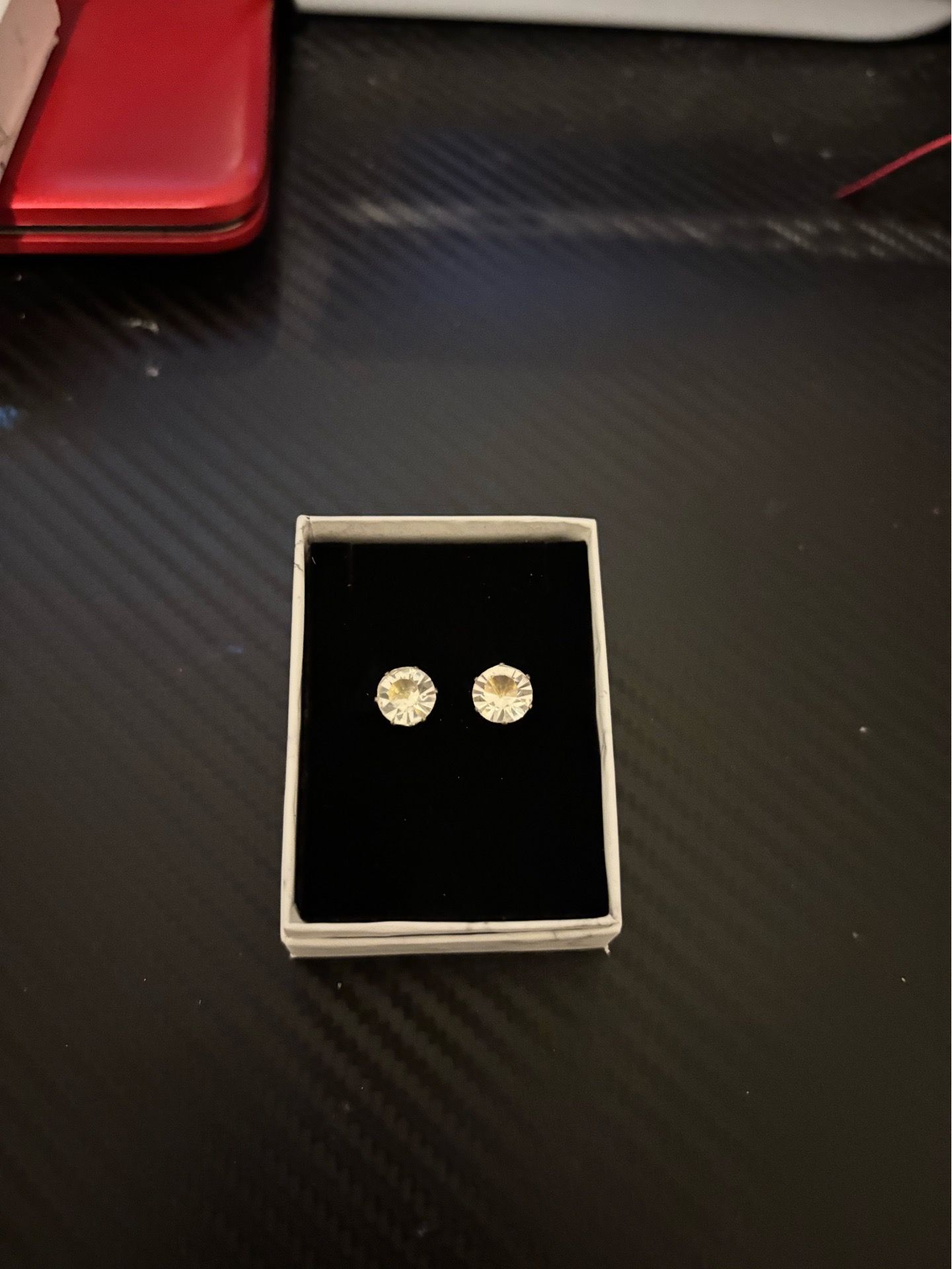 Sterling Silver 925 Round Clear Diamond Stud Earrings Butterfly Closure Gift Box