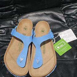Birkenstock Gizeh Rivet Canvas Vegan Sandals EU 38 Sky Blue Womens US Size 7-7.5  BRAND NEW WITH TAGS! NO BOX! 