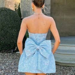 Blue Bow Back Dress 