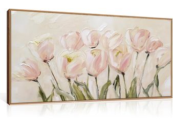 New!✨Beautiful 20x40 pink tulip  textured oil painting. Retails for $91