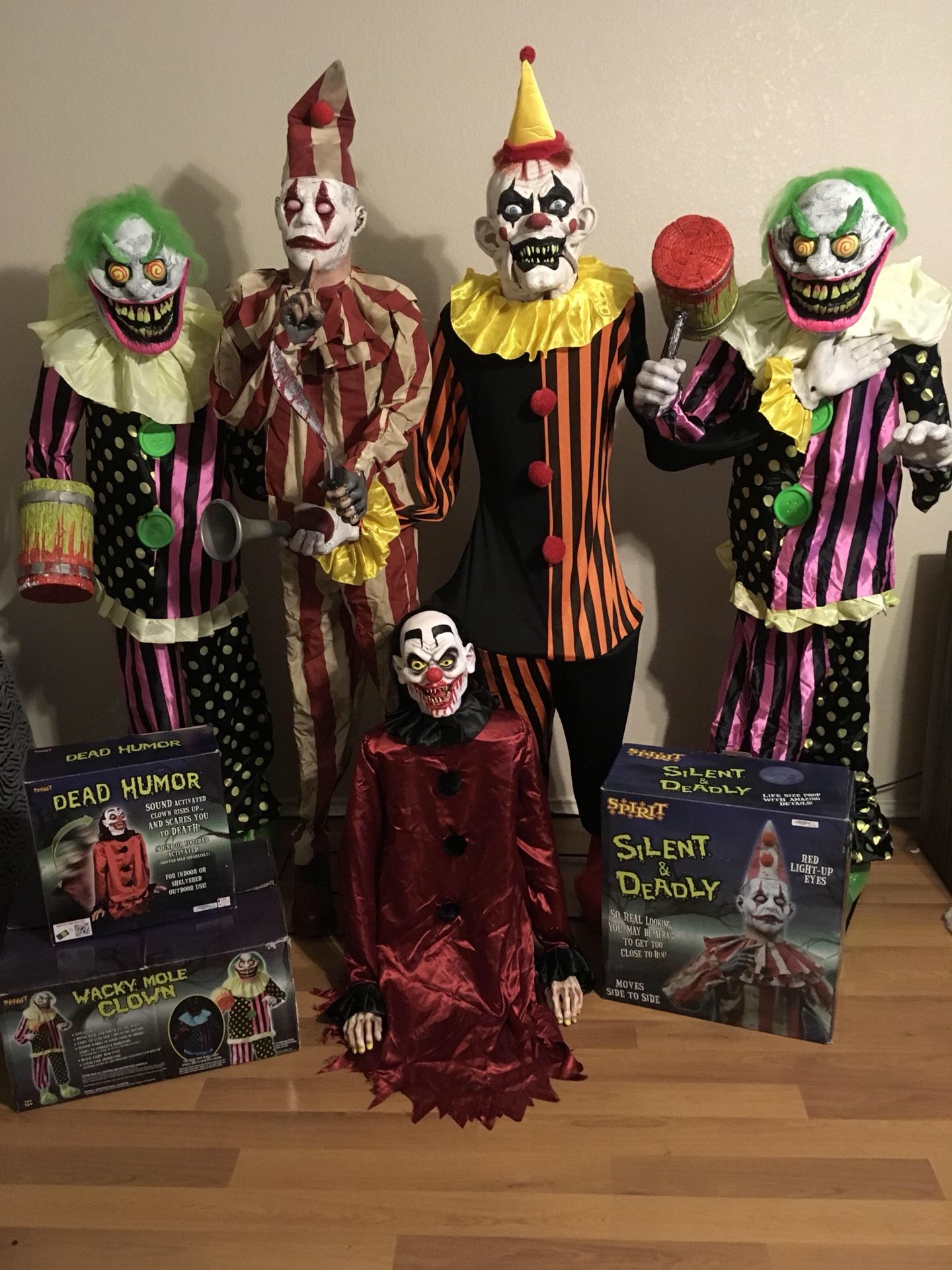 Lifesize Animated Gemmy Witch Executioner Clown Werewolf Halloween Props