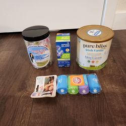 4 New unopened Baby stuff - Infant Formula Jul/2027, Preggie Pop Drops Mar/2027, Gripe water Oct/2026, 48 Diaper bags