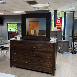 Rustic Brown Solid Wood Six Drawer Dresser - Meadows