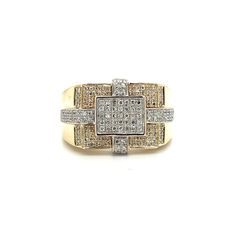 14kt Gold Mens Diamond Ring 3 Tier Rectangle .6ctw Size 7 150340 13