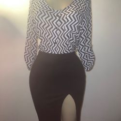 New Cute Black & White 2-Piece Set