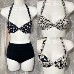 VS PINK 3 Push Up Triangle Bikini Tops & 1 High-Waist Full-Coverage Bottom Woman size Small
