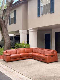 El Dorado Cognac Electric Leather Power Reclining Sectional