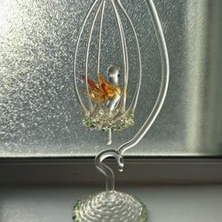 Handcrafted Glass Bird Cage figuring