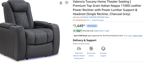 Valencia Tuscany Home Theater Recliner