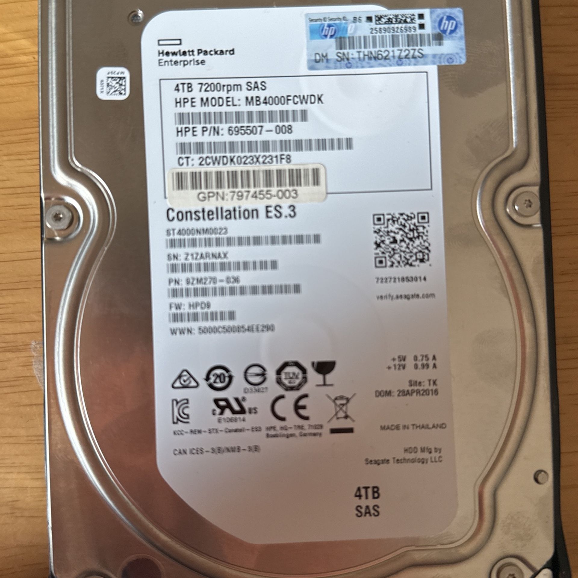 HP 4tb Hard Drive Model Mb4000cfwdk