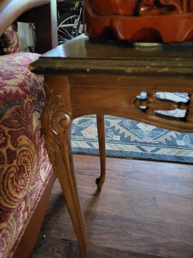 SALE Walnut Carved French Inlaid Particular Style Of Rose Flower Parlor Card Table
