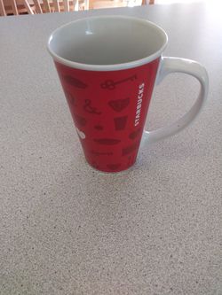 Starbucks Tall White Heart Coffee Cup. 6 In
