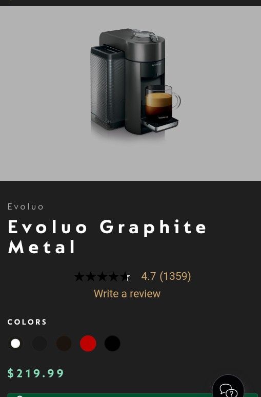 Nespresso Vertuo Coffee and Espresso Maker,1597 ml, by De'Longhi, Graphite Metal