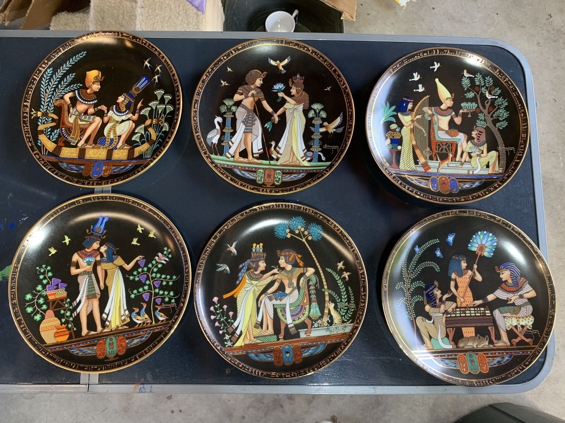 THE LEGEND OF TUTANKHAMUN BRADFORD EXCHANGE COLLECTORS EGYPTIAN PLATES 6 PC SET