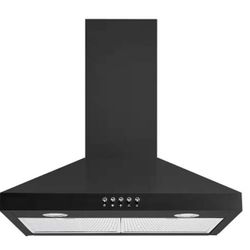 Vissani Siena 30 in. 350CFM Convertible Pyramid Wall Mount Range Hood in Black with Charcoal Filters and LED Lighting