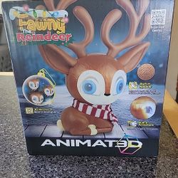 New In Box Fawny Talking Animated Reindeer w/ Built in Projector & Speaker Plug