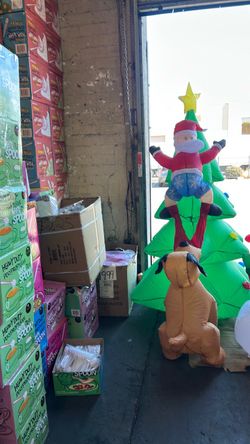 Inflatable Christmas Tree with Santa and Dog