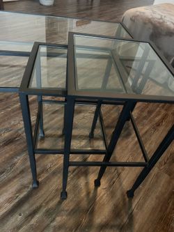 3-Piece Coffee Table and End Tables Set – Glass & Metal