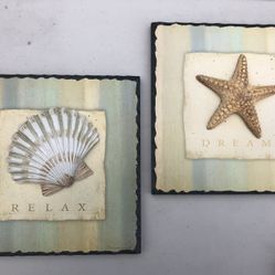 2 Beachy Signs Starfish And Scallop She’ll