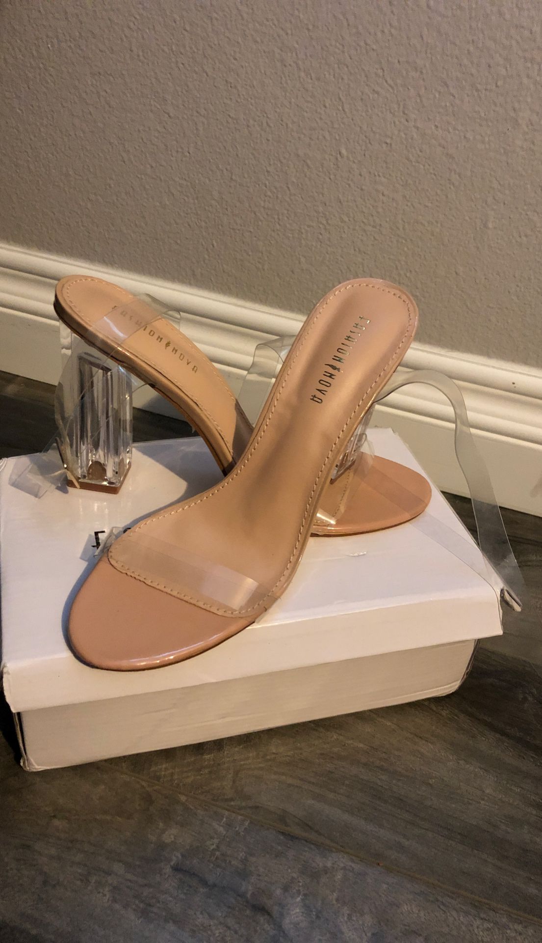 Fashion Nova glass heels (New)