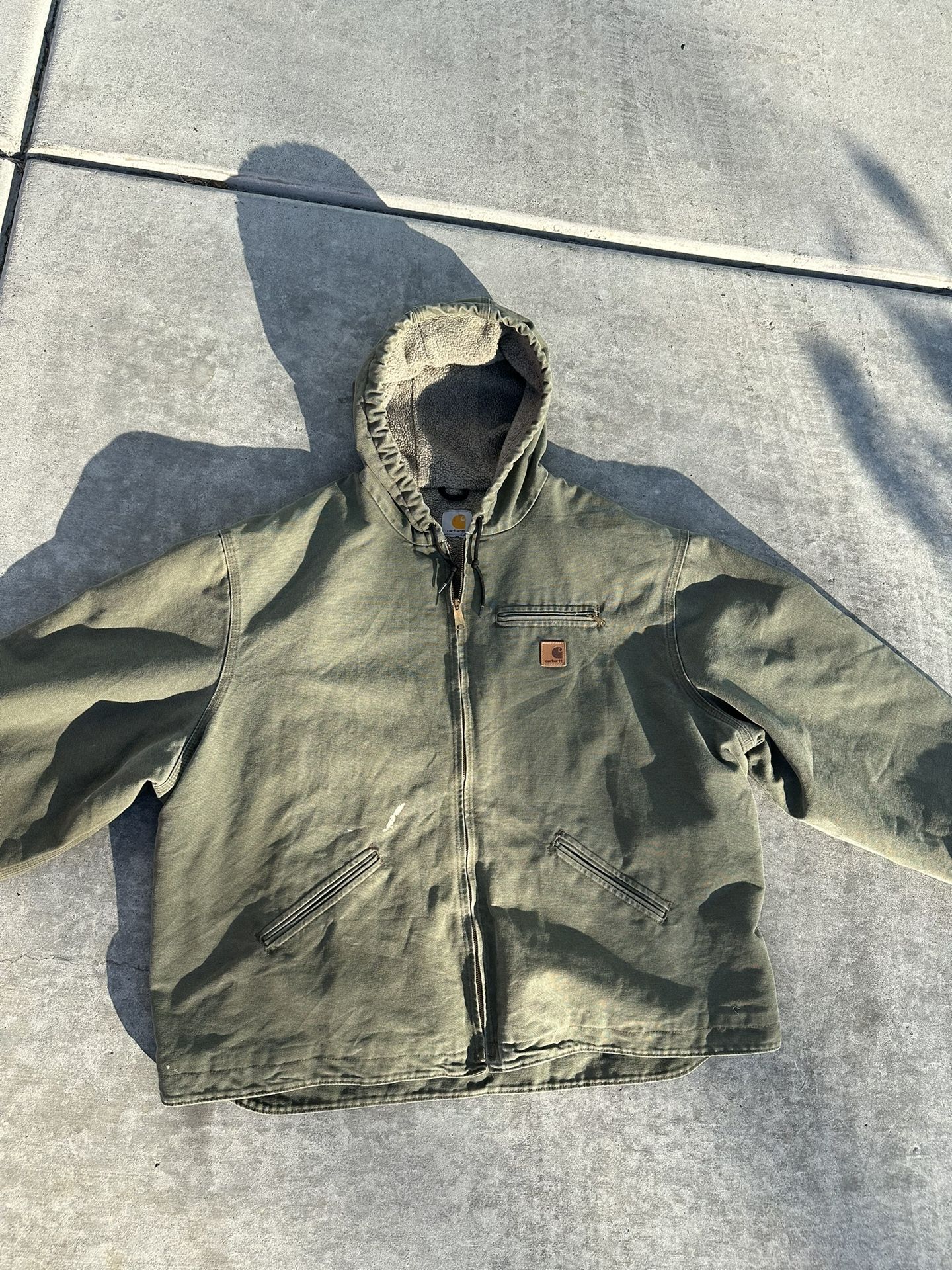 Carhartt Hooded Sherpa Lined Jacket Olive Green J141 LOV Men's 2XL