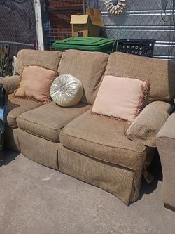 3-Seat Fabric Sofa with Skirted Base