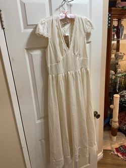 Cream Lace Trim Maxi Dress with Tags