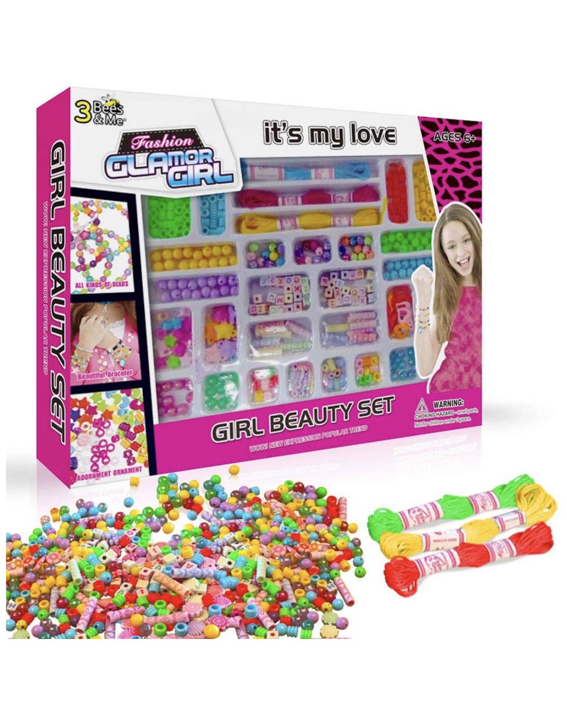 Complete Bracelet Making Kit for Girls - Fun DIY String Charms and Bead Bracelet & Jewelry Making Kit for Kids 6 7 8 9 Years Old
