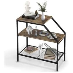 End Table - 3-Tiered Modern Rustic Industrial Minimalist Accent Table