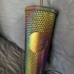 Limited Edition 2023 Starbucks Iridescent Oil Slick Studded Tumbler