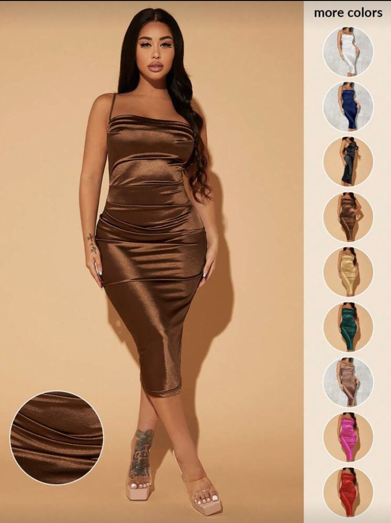 Backless Satin Bodycon Dress