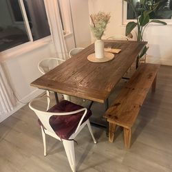 Wooden Dining Table + Chairs Set