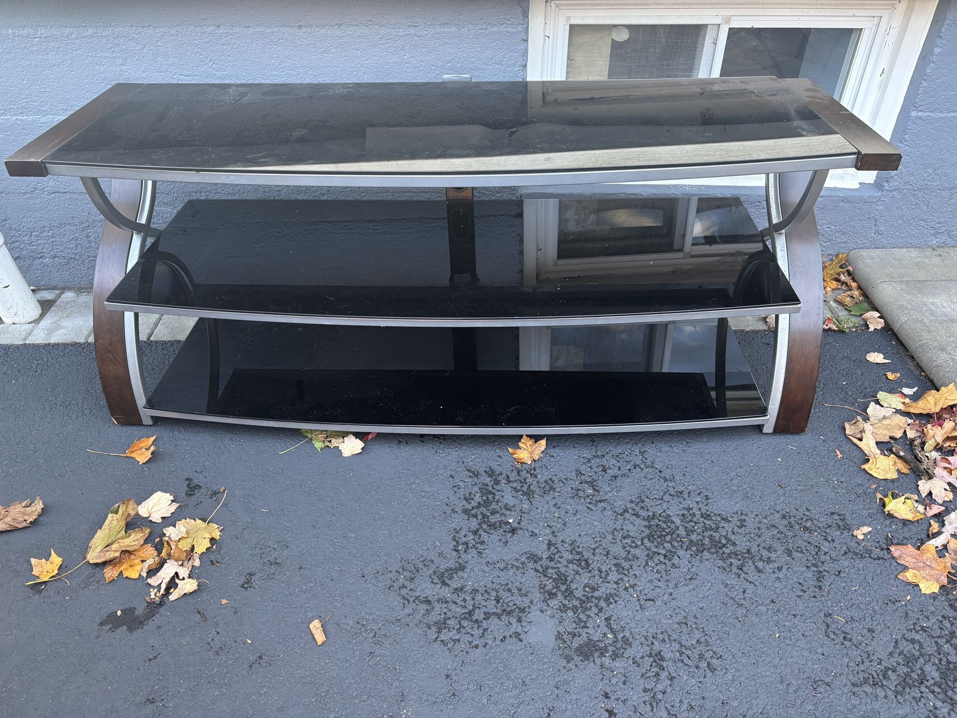 Tv Stand 54” Wide Glass Shelved 