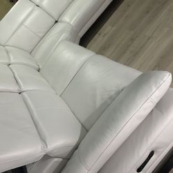 SECTIONAL GENUINE LEATHER RECLINER ELECTRIC WHITE COLOR.. Delivery Service AVAILABLE ✅🚚