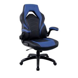 Emerge Vortex Bonded Leather Ergonomic Gaming Chair, Black and Blue 