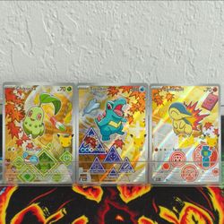 Pokemon TCG Chikorita Cyndaquil Totodile First Partners Full Art Set