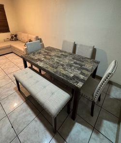 Dining Table Set with Chairs and Bench
