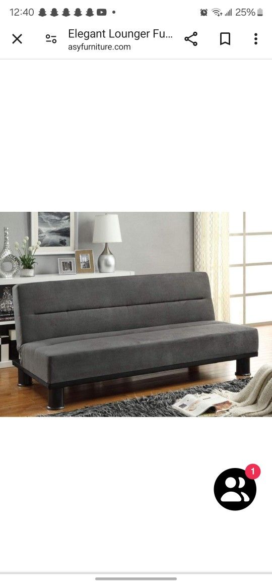 Elegant Grey Microfiber Futon 