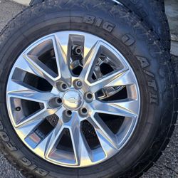2023 OEM ORIGINAL TAKEOFFS CHEVY SILVERADO LTZ 20 INCH TIRES BIG FOOT ALL-TERRAIN 95 % $ 1100 FIRM. 