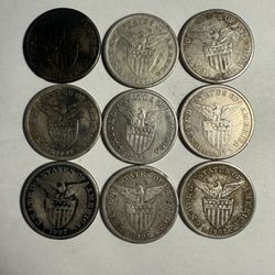 Lot Of 9 Early 1900’s Philippines Silver Pesos .800 Fine Silver At Spot Price! 