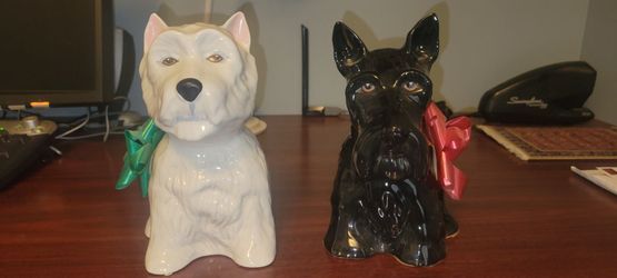 Ceramic Dog Figurines Set of Two