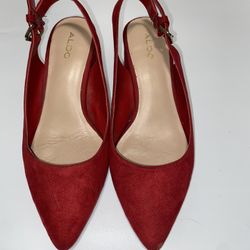 Aldo Red Suede Jan Pump Size 6.5 Strapped Heels