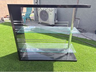 Modern Black Glass Home Bar / Wine Console – 50” Wide