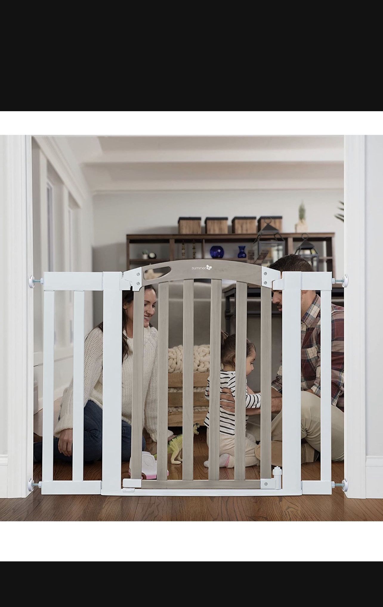 Summer Infant Chatham Post Safety Gate for Doorways & Stairways, with Auto-Close & Hold-Open, Grey Wash & White, Fits openings between 28.5 - 42 I