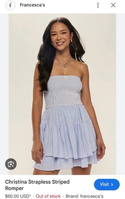 Francesca’s strapless striped women’s romper