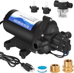 ECO-WORTHY 33-Series Industrial Water Pressure Pump 110V AC 4.0GPM 50PSI RV Fresh Water Diaphragm Pump include Garden Hose Adapters for Irrigation Mar