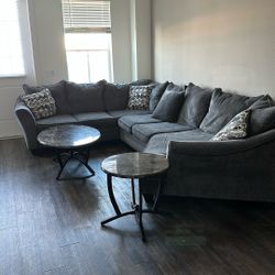 Sectional sofa with coffee, tables or items