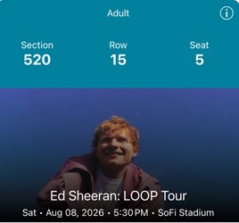 Ed sheeran tickets.