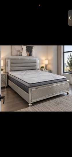 New king size led bedframe + luxury mattress set